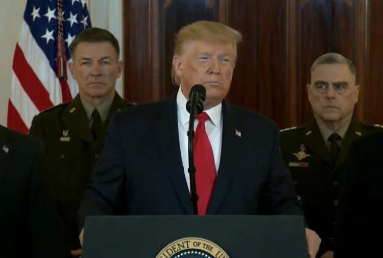 טראמפ ובכירי הצבא, בינואר (צילום מסך, הבית הלבן)