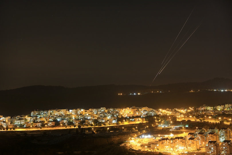 מתקפת טילים על המרכז, ב-2014 (צילום: נתי שוחט, פלאש 90)