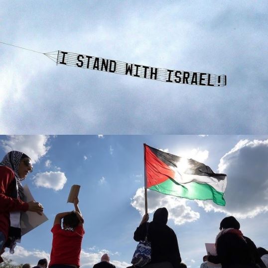 באילינוי חיכתה למפגינים הפרו-פלסטינים הפתעה: מטוס עבר מעליהם עם שלט תמיכה בישראל