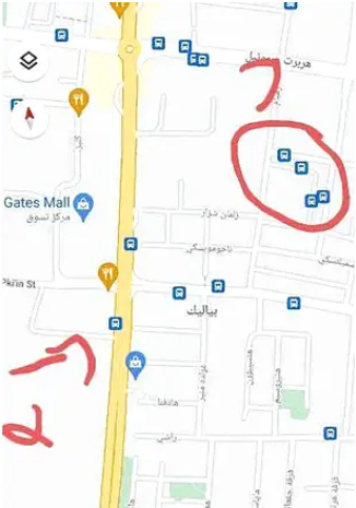 מפת חדרה, על גביה סימן החשוד את התחנה המרכזית ותחנת אוטובוס נוספת (צילום: שב''כ)