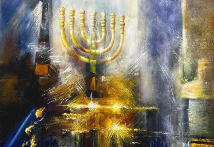 'The Temple Menorah'. Painting: Yossi Bitton