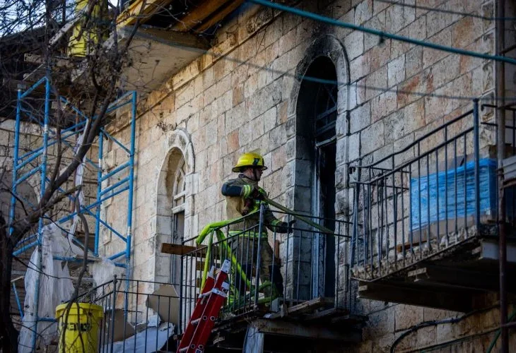 The Scene of the Fire (Photo: Chaim Goldberg, Flash90)