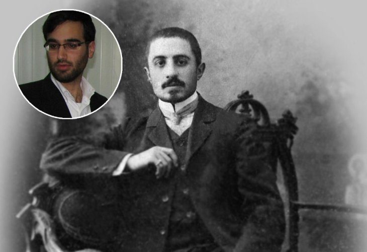 Photo of Rabbi Haimov (may his memory be blessed) and in the circle Eliran Aaronoff
