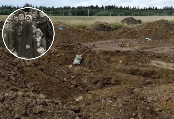 In the picture: Some of the sacks filled with human bones, at the large mass grave, may Hashem avenge their blood. In the picture: Some of the sacks filled with human bones, at the large mass grave, may Hashem avenge their blood.