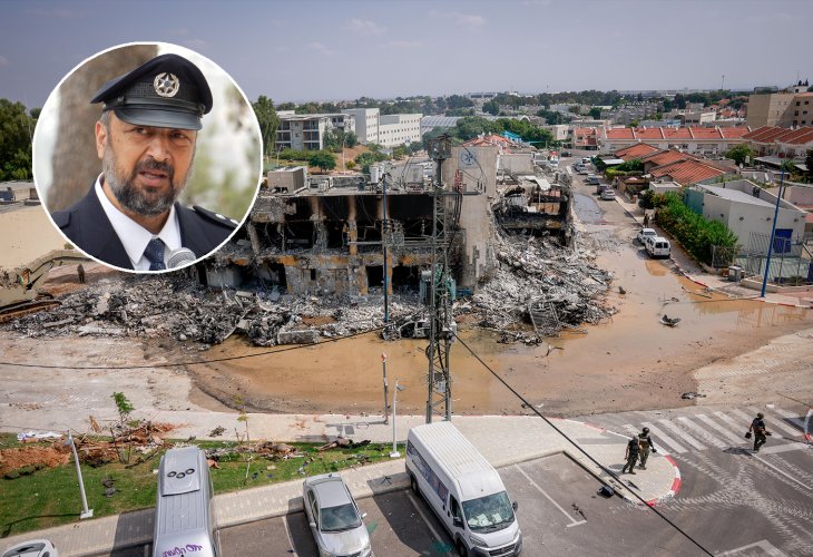 In circle: Rabbi Bar-Chaya (Photo: Israel Police Spokesperson, Background Photo: Chaim Goldberg / Flash 90)