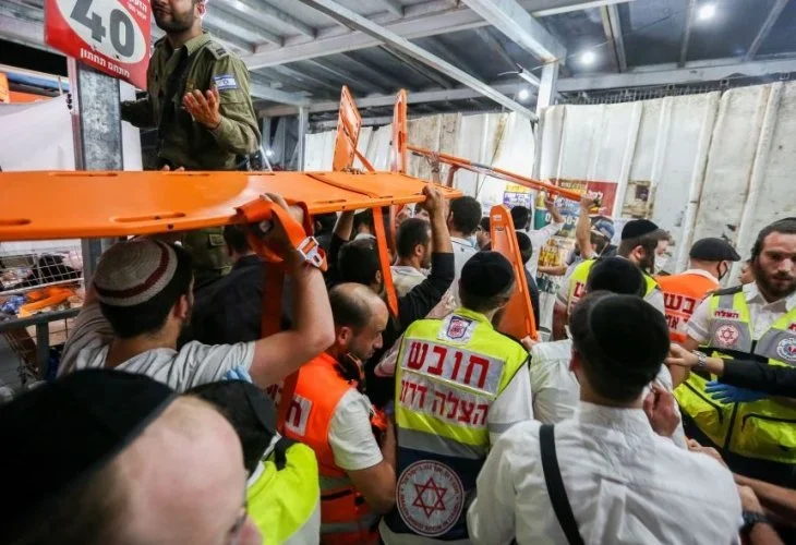 The scene of the tragedy in Meron (Photo: David Cohen/Flash90) The scene of the tragedy in Meron (Photo: David Cohen/Flash90)