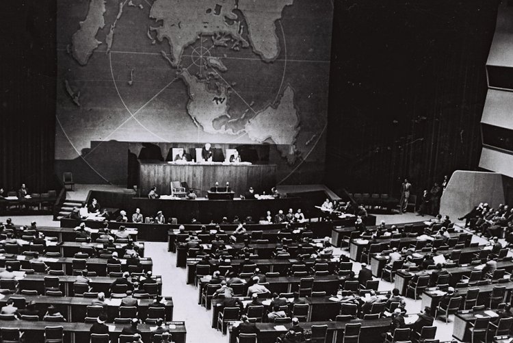 עצרת האו"ם בכ"ט בנובמבר 1947 (צילום: לע"מ)