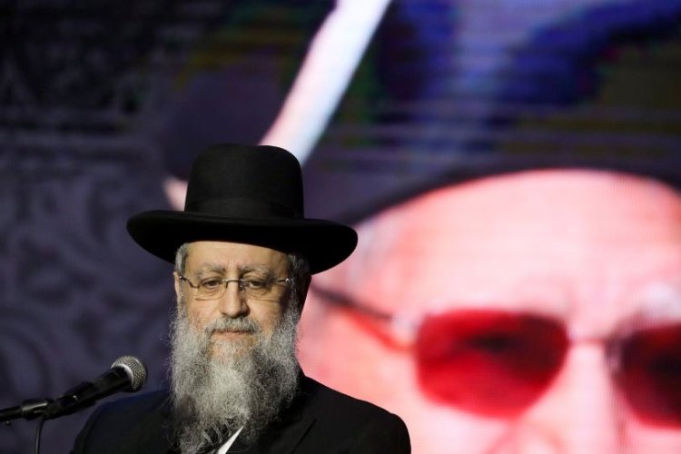הרב דוד יוסף נואם באירוע הקמפיין של מפלגת ש"ס, אתמול (צילום: נעם רקין פנטון, פלאש 90)