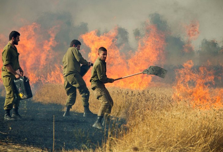 אש בנחל עוז (צילום: משה שי, פלאש 90)