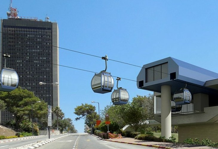 תחנת הרכבלית המתוכננת באוניברסיטת חיפה, אילוסטרציה (קרדיט: משרד התחבורה)