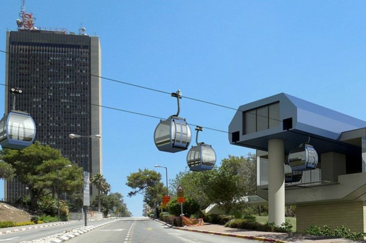 תחנת הרכבלית המתוכננת באוניברסיטת חיפה, אילוסטרציה (קרדיט: משרד התחבורה)