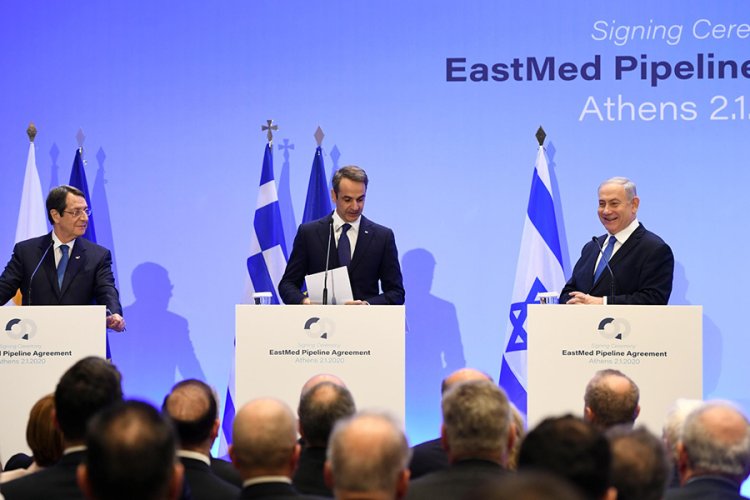 מנהיגי ישראל, יוון וקפריסין (צילום: חיים צח, לע"מ)
