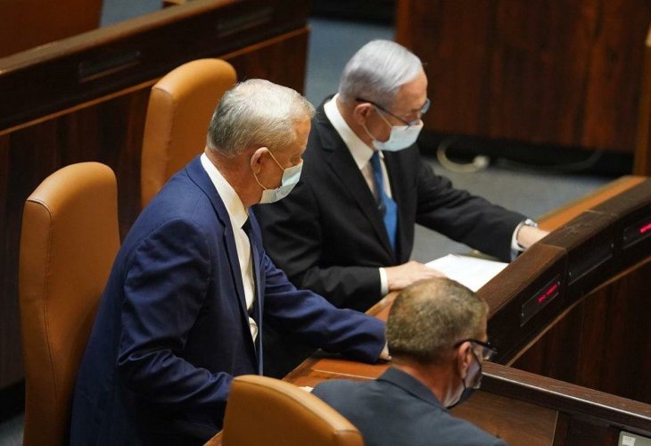 נתניהו וגנץ, הערב (צילום: יהונתן סמייה, דוברות הכנסת)