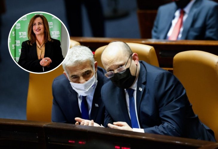 בנט ולפיד, בעיגול: רינאוי זועבי (צילומים: אוליביה פיטוסי ואבשלום ששוני, פלאש 90)