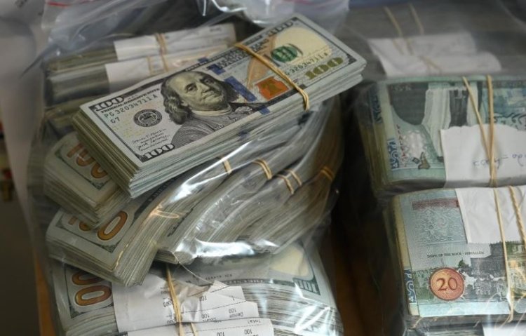 כסף שנתפס בעזה במשרדי החמאס (צילום: דובר צה"ל)