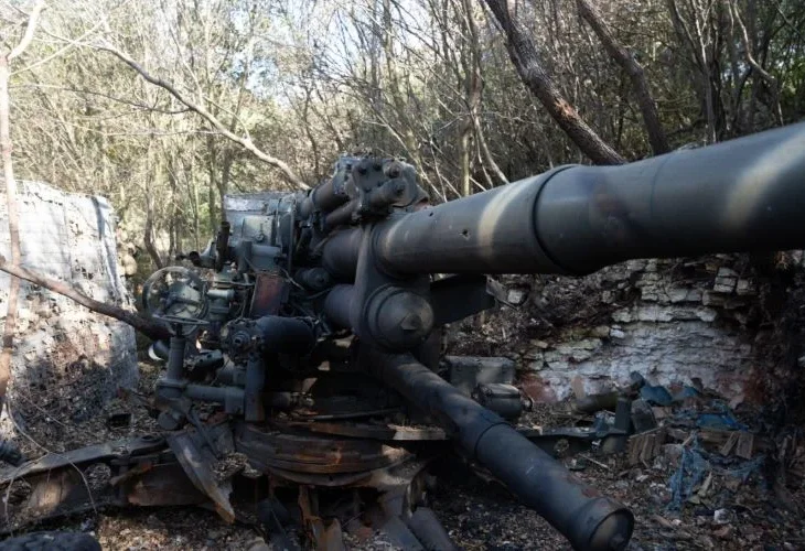 התותח שאותר בדרום לבנון (צילום: דובר צה"ל)