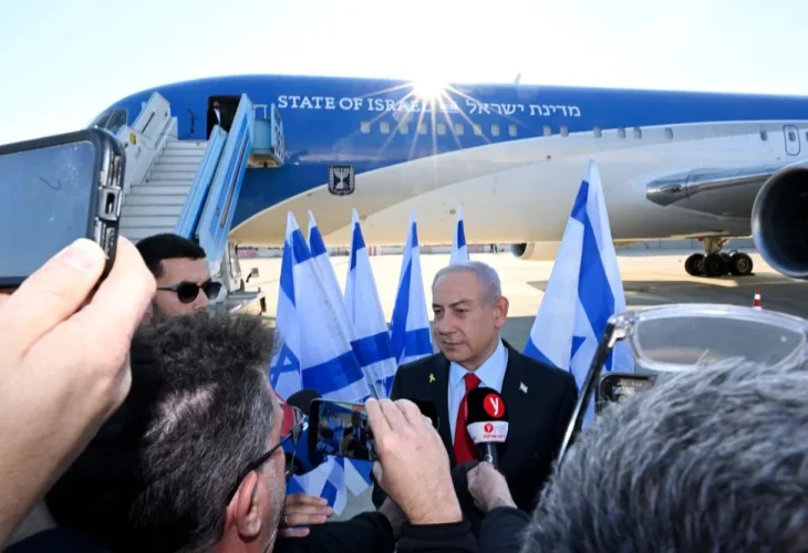 נתניהו הבוקר, לפני עלייתו למטוס