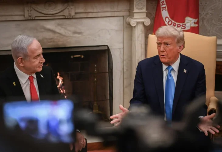 טראמפ ונתניהו בבית הלבן, הלילה (צילום: Liri Agami/Flash90)