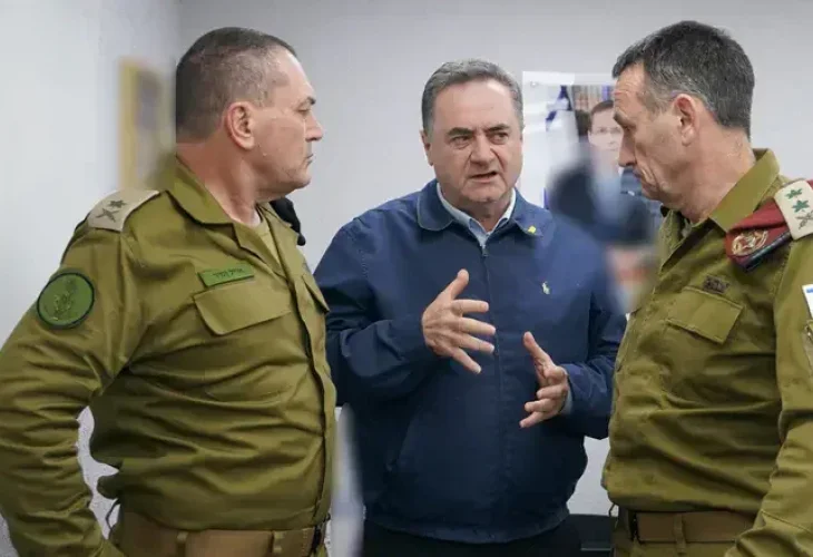 הרצי הלוי, ישראל כ"ץ ואייל זמיר (צילום: דוברות שמרד הביטחון)