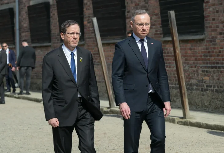 הנשיא יצחק הרצוג ונשיא פולין אנדז׳יי דודה (צילום: מעיין טואף/לע"מ)