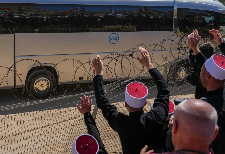 בכירים מהעדה הדרוזית הסורית בגבול ישראל, ארכיון (צילום: אייל מרגולין, פלאש90)