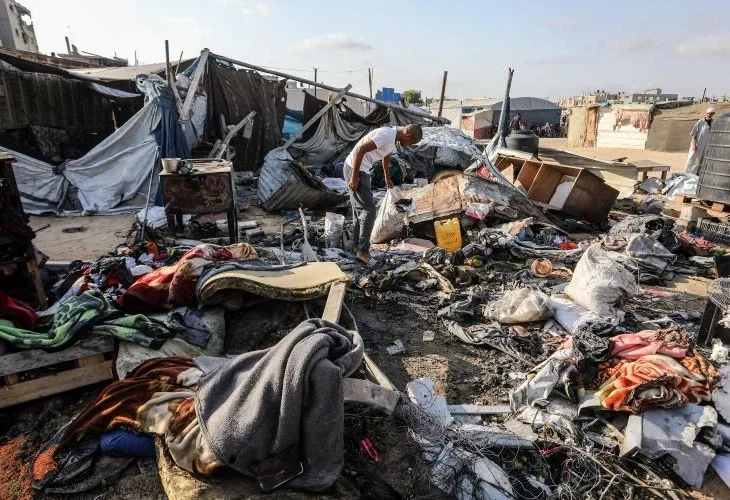 זירת תקיפה בח'אן יונס (צילום: פלאש90)