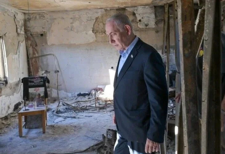 נתניהו בקיבוץ ניר עוז (צילום: קובי גדעון, לע"מ)