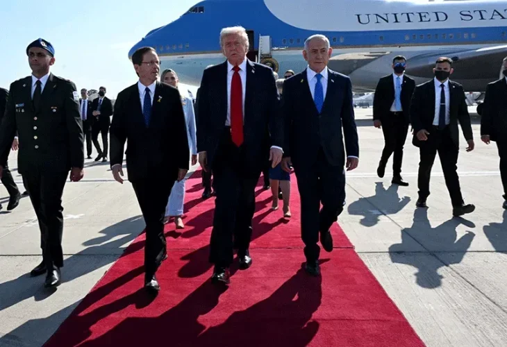 Trump, Netanyahu, Herzog (Avi Ohayon, GPO)