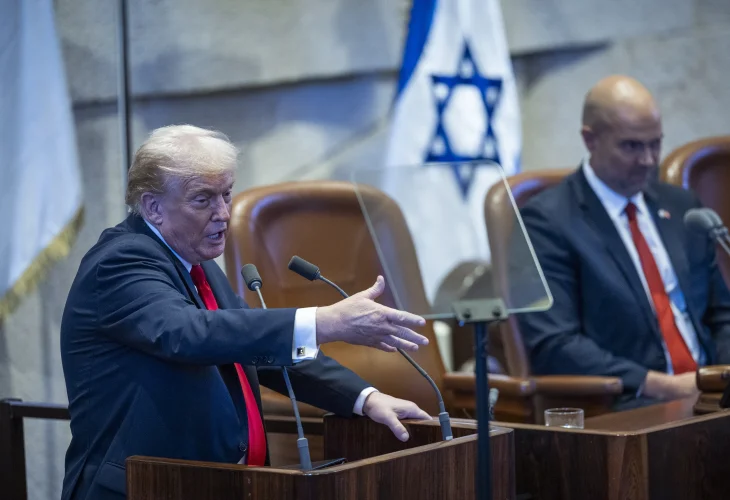 טראמפ בכנסת (צילום: יהונתן סינדל, פלאש90)