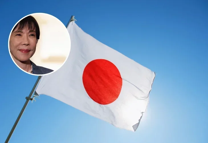 אילוסטרציה (בעיגול" ראש ממשלת יפן, סאנאה טקאיצ'י) 