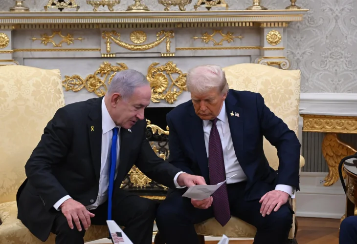 טראמפ ונתניהו, הערב (צילום: אבי אוחיון, לע"מ)