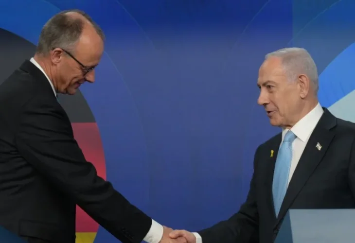 Netanyahu and Merz (Amos Ben Gershom, GPO)