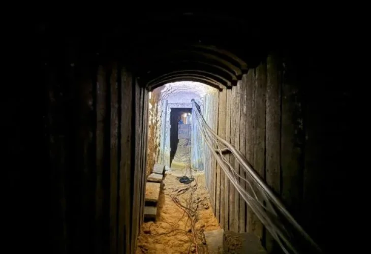 רשת המנהרות בהן נמצאה גופתו של הדר גולדין הי"ד (צילום: דובר צה"ל)