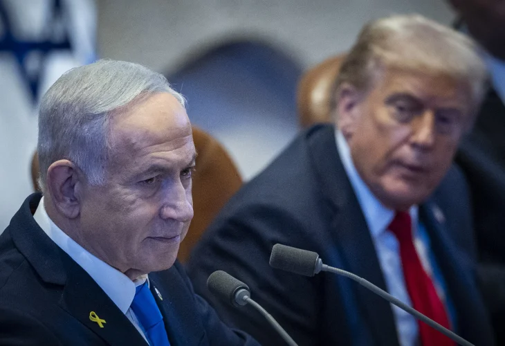 נתניהו וטראמפ (צילום: יהונתן סינדל, פלאש90)