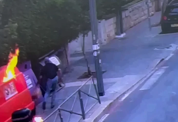 תיעוד ההצתה בשכונת רחביה בירושלים (ללא קרדיט)