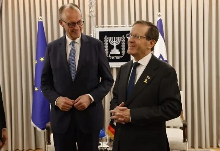 Herzog and Friedrich Merz (Yossi Zamir/GPO)