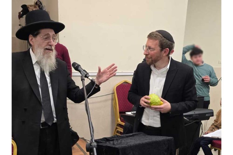 Avishai with Rabbi Kook, Tu BiShvat 5785 (Credit: Leshamra)