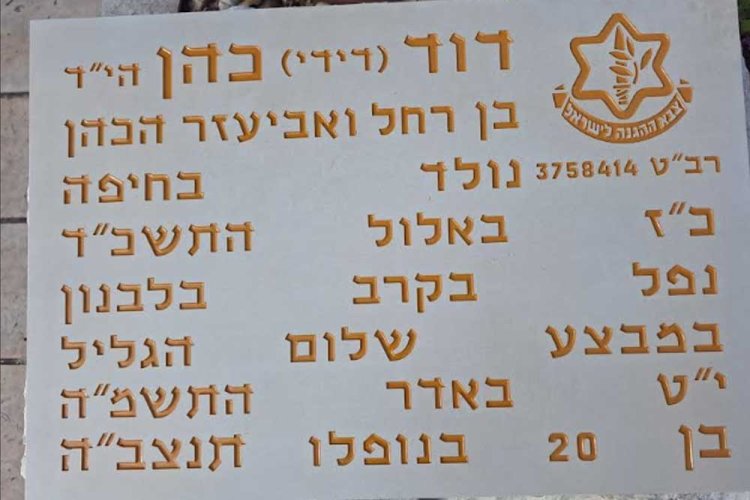 מצבה של חייל אחר, עליה נחרט 'הי"ד' רטרואקטיבית בעקבות מאבק משפחת יודקין