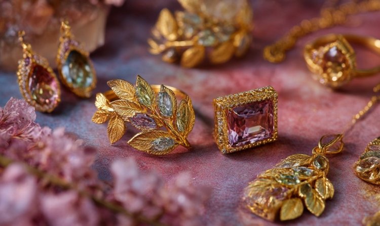 תכשיטי אביב עם אבנים וקריסטלים צבעוניים