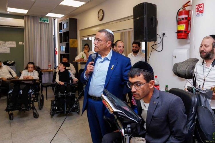 Chaim at a training event for disabled youth 