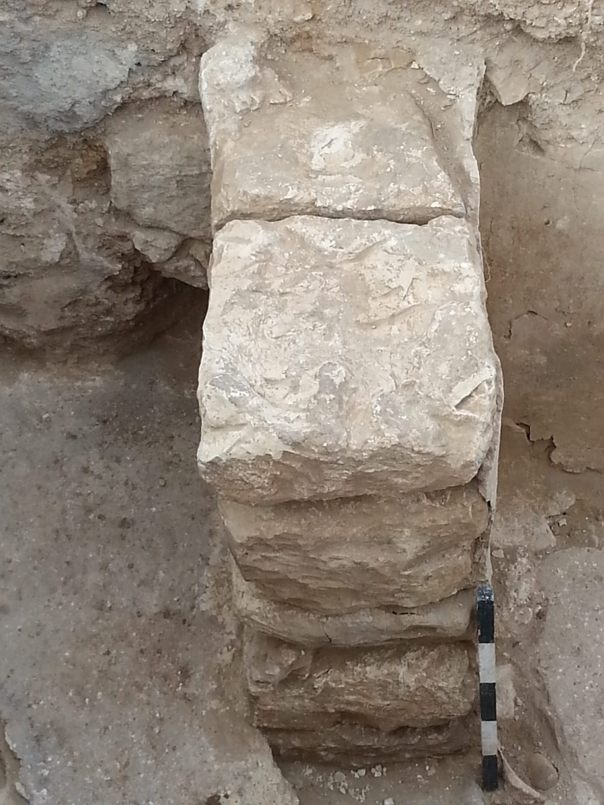 The gate shrine at Tel Lachish: four-horned altars (Photo: Saar Ganor, Israel Antiquities Authority)