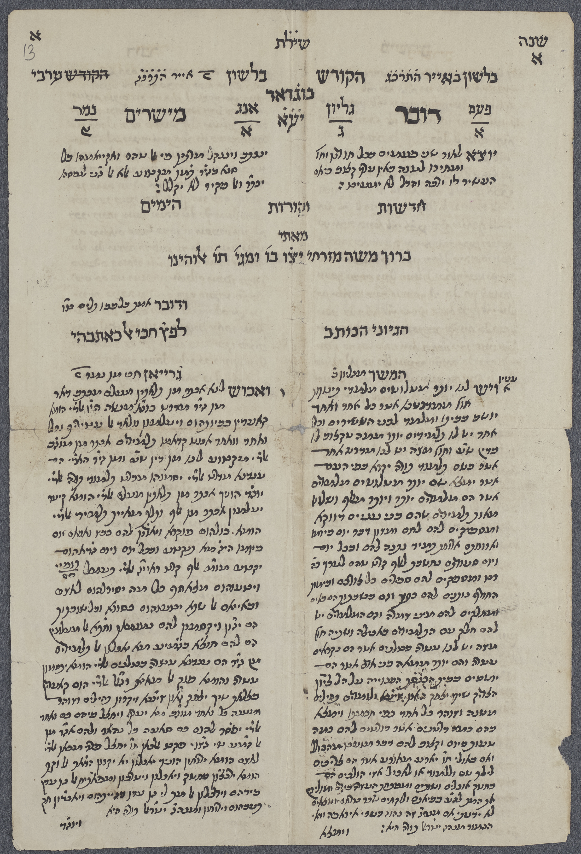 הדובר, שנה א גליון ג, ב אייר תרכ"ג (21.4.1863). באדיבות המכון לכתבי יד, אוניברסיטת המבורג