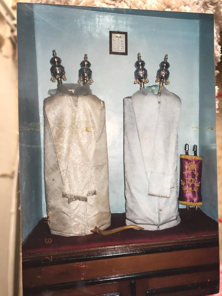 The ancient Torah scrolls in the synagogue