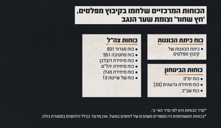 (הכוחות המרכזיים שלחמו בקיבוץ מפלסים, ׳חץ שחור׳ וצומת שער הנגב (צילום: דובר צה"ל