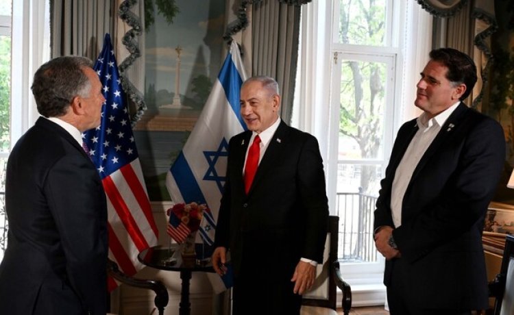 נתניהו, רון דרמר, סטיב וויטקוף (צילום: אבי אוחיון, לע״מ)