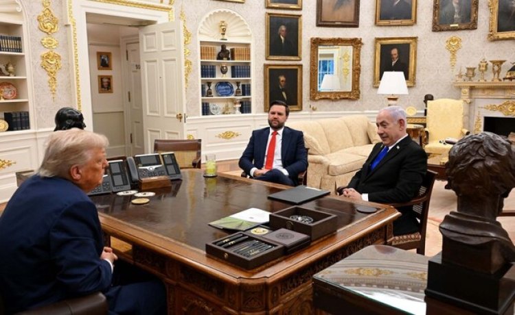 ג׳יי די ואנס, נתניהו, טראמפ (צילום: אבי אוחיון, לע״מ)