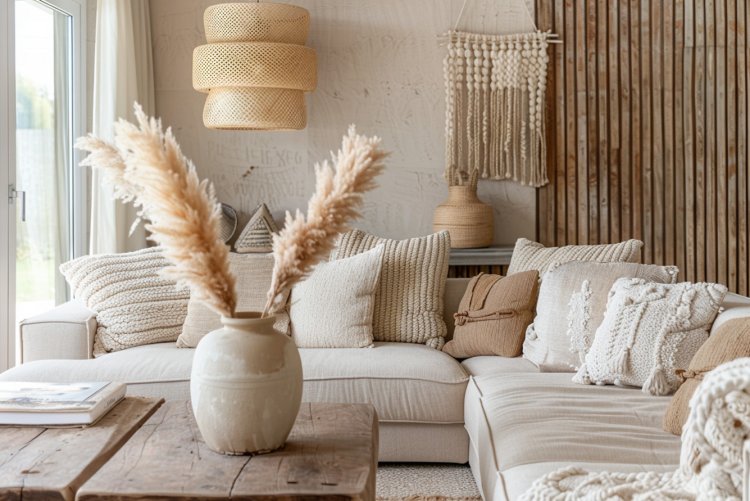 הסלון עוצב בהשראת לוח החומרים