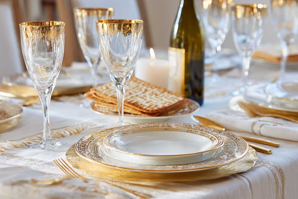 אפילו המצות משתלבות נהדר בגווני הזהב. הקלאסי תמיד מנצח