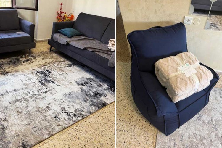 השטיח מיד עם הנחתו על הרצפה והפוף שנקנה מאותה חברה