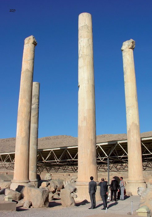 Tall marble columns in Ahasuerus’s palaces still stand on their original bases.